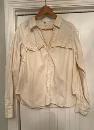 Free People Denim White Button Down  thumbnail 1
