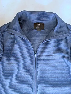 MPG Ottoman Long Full Zip Up Ribbed Sweater Jacket - S - Slate Blue thumbnail 2