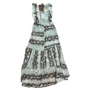 VICI dress Move Like Mamba green snake print crepe hi low maxi sz small‎ thumbnail 4