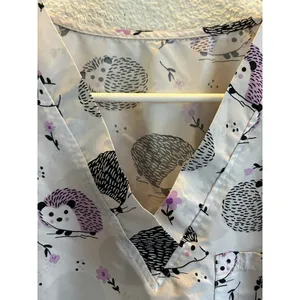 Purple floral hedgehog scrub top vintage L/XL hospital nurse medical thumbnail 6