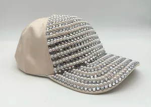 Juicy Couture Pearl Rhinestone Beige Baseball Cap Glam Sparkle Bling Women's Hat thumbnail 2