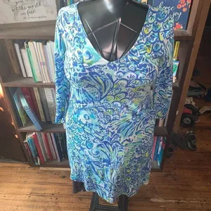 Lilly Pulitzer Blue Cush After Party XS 3/4 sleeve knit Erin Dress thumbnail 3