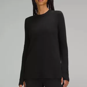 Lululemon Small Take It All Cotton Blend Sweater Crew Rib Lounge Comfy Black thumbnail 5