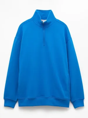 New Athleta S Forever Fleece 1/4 Zip Sweatshirt Breaker Blue Small Regular thumbnail 4