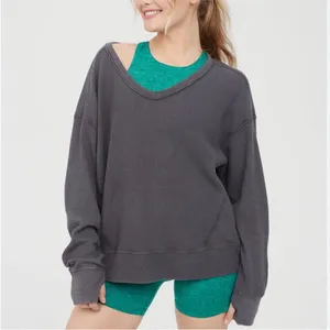 OFFLINE By Aerie Oversized Waffle Henley T-Shirt size medium long sleeve top thumbnail 2