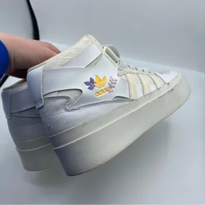 Adidas‎ Women's White and Tan leather High-Top Sneakers size 9 flowers embossed thumbnail 3