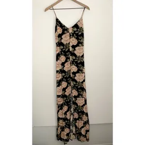 Reformation Luma Floral Spaghetti Strap Maxi Dress Womens Black Small thumbnail 2