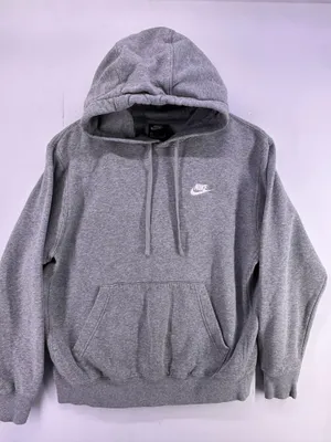Vintage Nike Light Gray Hoodie White Logo Size Medium thumbnail 9