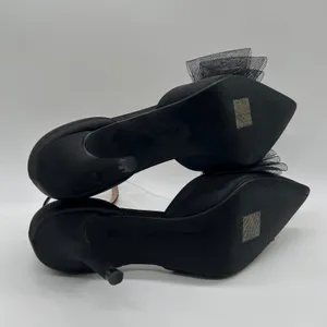 NEW Allegra K Heels Womens 9 Black‎ Pointed Toe Ankle Strap Pumps Bow Stiletto thumbnail 9