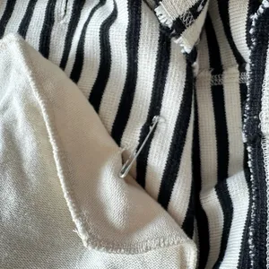 Free People Striped Knit Blazer Jacket M Black White Nautical Y2K Inspired thumbnail 14