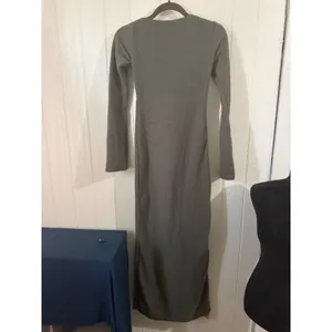 PrettyLittleThing Green Brushed Rib Open Back Tie Detail Maxi Dress US 4 NWT thumbnail 3