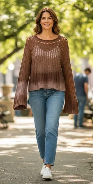 Arizona Jean‎ Co. Women’s Knit Sweater Size M Brown Ombre Bell Sleeve NWT thumbnail 1