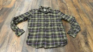 Gap Mens Flannel Button Down Plaid Long Sleeve Shirt, Size Small, Green Purple thumbnail 2