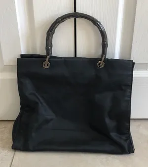 Gucci Black Double Bamboo Handle Tote Bag thumbnail 1