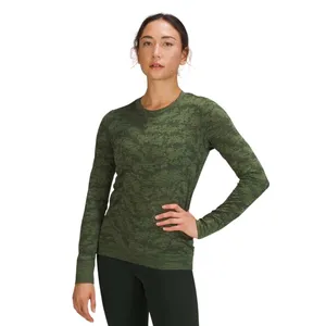 Lululemon Swiftly Breathe Long Sleeve Tee Women XS Dot Scap Rainforest Green Top thumbnail 2