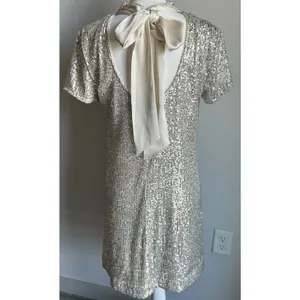 CeCe By Anthropologie Cocktail Mini Sequin Dress New Years Bow Tie Size M thumbnail 5