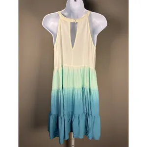 Umgee Ombre Tiered Swing Dress Blue Green Sleeveless Beachy Boho‎ Size S thumbnail 5