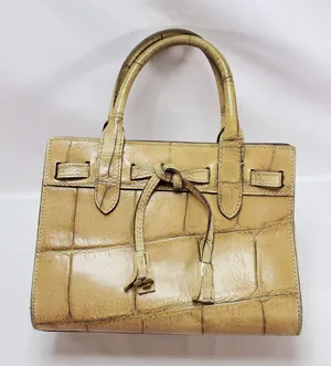 Dooney & Bourke Satchel Beige Croc Embossed Leather Tassel‎ Made in Italy Small thumbnail 1