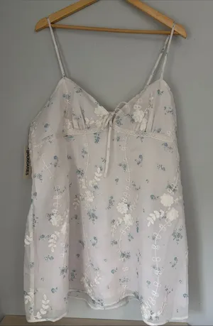 No Boundaries New! White Floral Lace Chemise Slip mini dress size XXL thumbnail 1