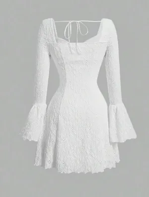 White Eyelet Corset Mini Dress | Romantic Cottagecore thumbnail 2