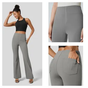 Halara‎ Flex High Waisted Back Side Pocket Slight Flare Work Pants Extra Small P thumbnail 2