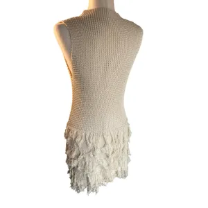 Womens Beige Fringe Tank Top Size S thumbnail 3