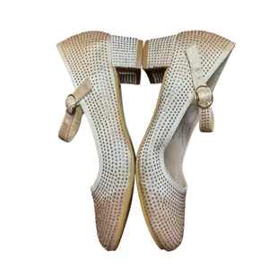 Badgley Mischka Shoes Womens Size 5 Ivory Block‎ Heel Mary Jane Rhinestone Dress thumbnail 5