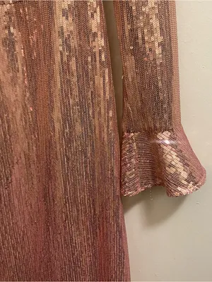 Rachel Parcell Womens Midi Dress S Small Rose Gold Pink Sequins Allover Formal thumbnail 3