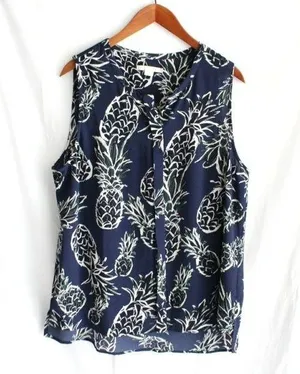 c&e | Pineapple Patterned Tank Top Blue Size XL thumbnail 1