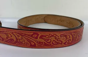 Western Embellished Star Bling Tooled Bonded Leather Belt Sz Large thumbnail 5