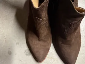 Frye Reina Western Ankle Bootie Brown Leather Size 7.5 EUC thumbnail 3