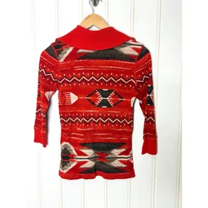 Lauren Ralph Lauren Active Red Southwestern Quarter Zip Cotton Pullover Small thumbnail 8