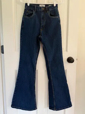 Cotton On‎ Original Flare Jeans High Rise Dark Wash Stretch Denim Size 4 thumbnail 1