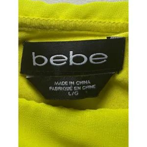 Bebe Neon Yellow Draped Bodycon Shift Dress Large Sleeveless Asymmetric Hem‎ thumbnail 5
