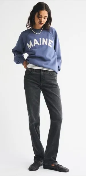 Abercrombie & Fitch The 90’s Straight Mid Rise in Washed Black thumbnail 1