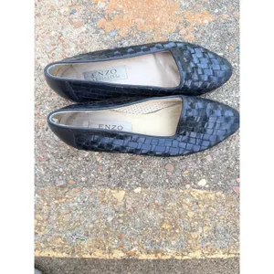 Enzo Angiolini Womens Black Woven Leather Loafer Flats Size 8M Almond Toe‎ thumbnail 3