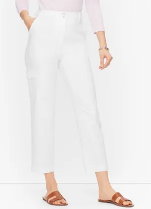New‎ Talbots White Cargo Crop Chino Straight Leg Supersoft Size 8 Minimalist thumbnail 1