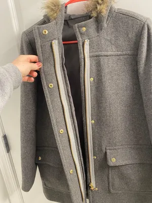 J. Crew Mercantile Gray Vail Parka Fur Trim Hood Coat thumbnail 2