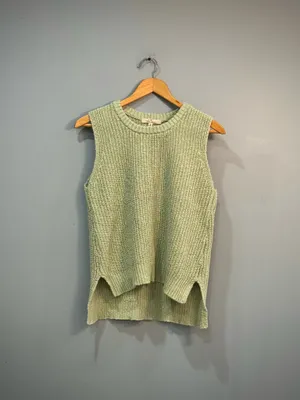 Green Les Serein Cotton Knit Sleeveless Sweater Size M EUC thumbnail 3