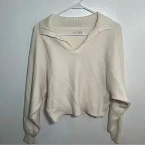 Dreamers by Debut Women's Size Medium/Large Collared Dolman Sleeve Sweater Cream thumbnail 2