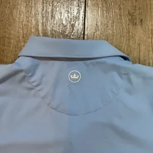 Peter Millar Women's Golf Polo Shirt Medium Blue Performance Logo Texas‎ SPF50 thumbnail 5