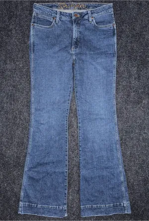 Wrangler Retro High Rise Trouser Stretch Jeans 30 x 34 Dark Blue Denim Western thumbnail 1
