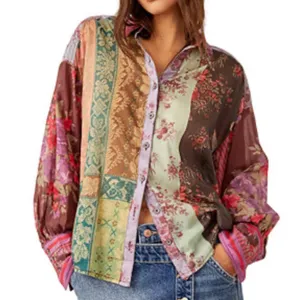 Free People Women's Flower Patch Cotton Button-Front Top S thumbnail 1