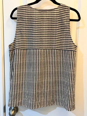 THML Women’s Large Boho Embroidered Sleeveless Tunic Top Navy Red Tassel thumbnail 3