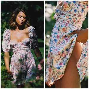 New For Love & Lemons Juliet Floral Mini Dress Size L thumbnail 2
