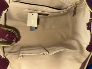 J.Crew Women's Burgundy Leather Handbag with gold hardware thumbnail 8