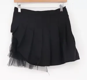 Unbranded Skirt Women L Pleated Asymmetrical Black Tulle Mesh Trim Excellent thumbnail 1