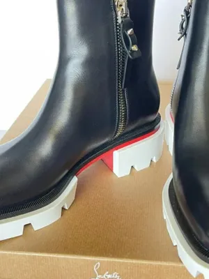 CHRISTIAN LOUBOUTIN Maxi Calfskin Red Sole Ankle Boots Eur 38/ US 8 thumbnail 1