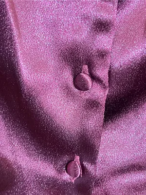 Plum Satin Puff-Sleeve Jewel Collar Blouse thumbnail 7