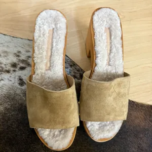 VERONICA BEARD Hannalee Sherpa Suede Open Toe‎ Mule Clog with Sherpa Size 5.5 thumbnail 3